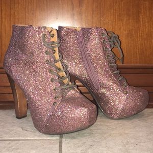 Glitter/sparkle lace up heels